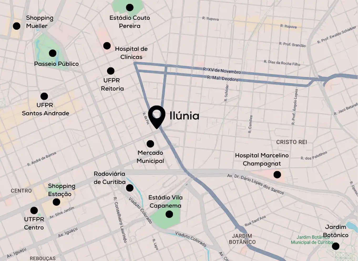Mapa do entorno — Ilúnia, Rua Ubaldino do Amaral, 1.444, Centro, Curitiba
